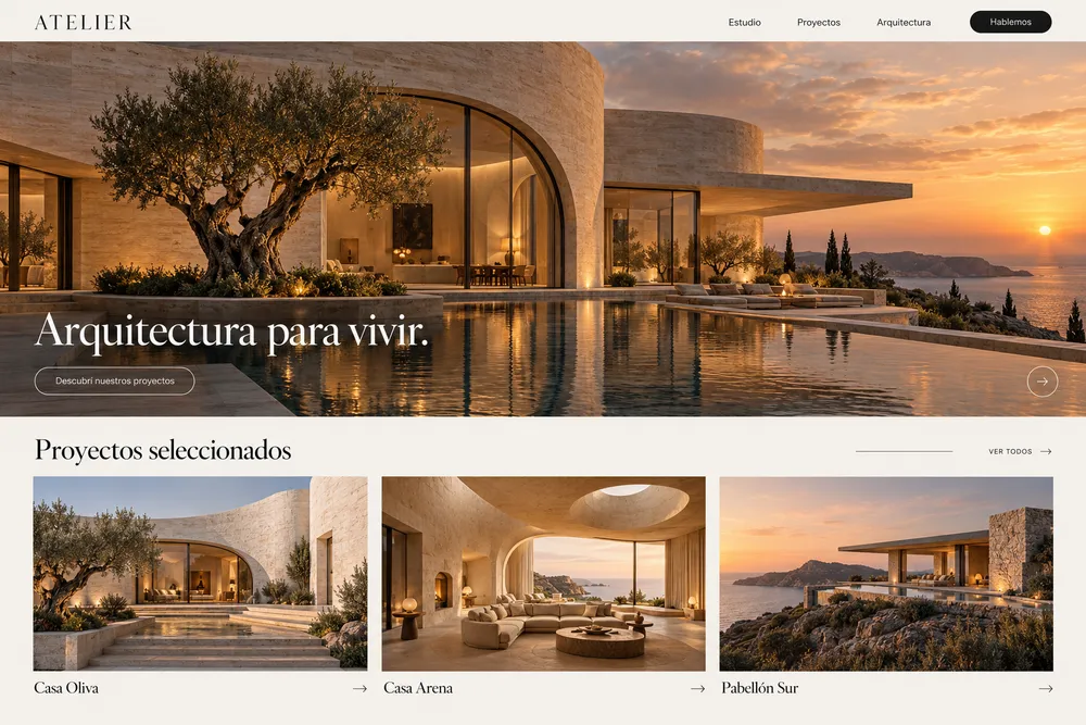 Concepto visual de un sitio de arquitectura premium