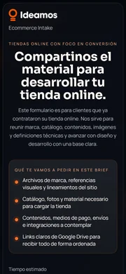 Vista móvil de Brief Ecommerce