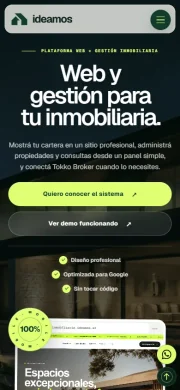 Vista móvil de Ideamos Inmobiliarias