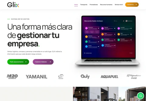 Vista de escritorio de GLIX ERP
