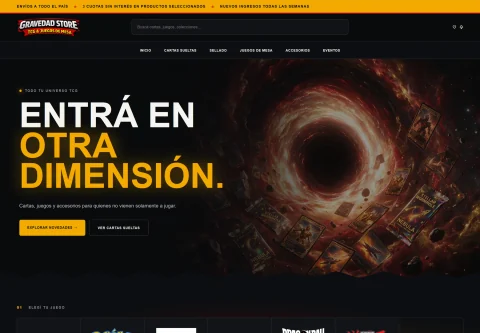 Vista de escritorio de Gravedad Store
